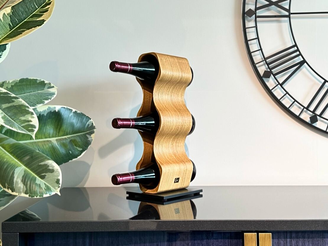 Weinständer aus Massivholz SLIM für 3 Flaschen