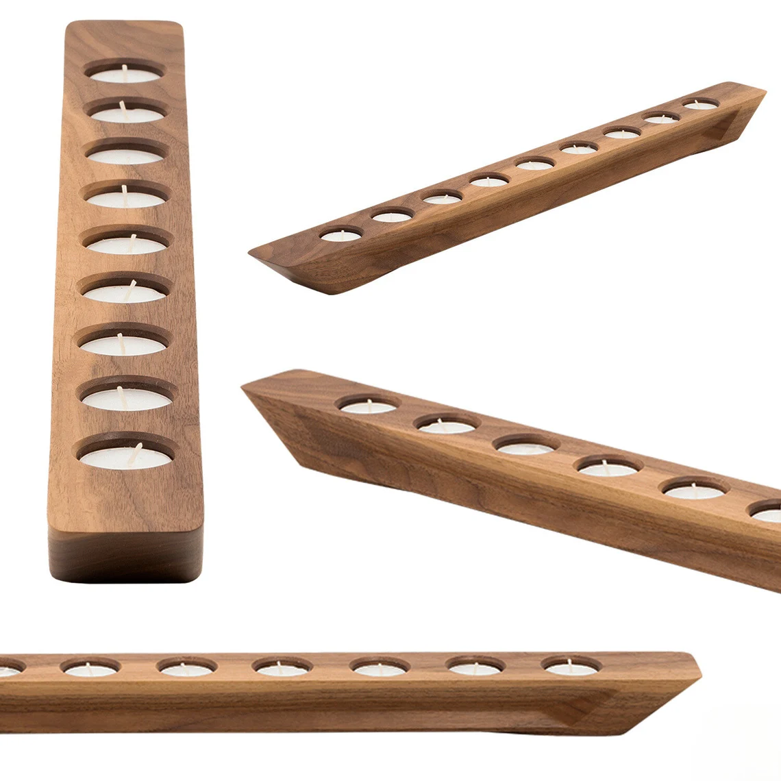 GLARE Kerzenständer aus amerikanischem Nussbaum, dunkel und elegant