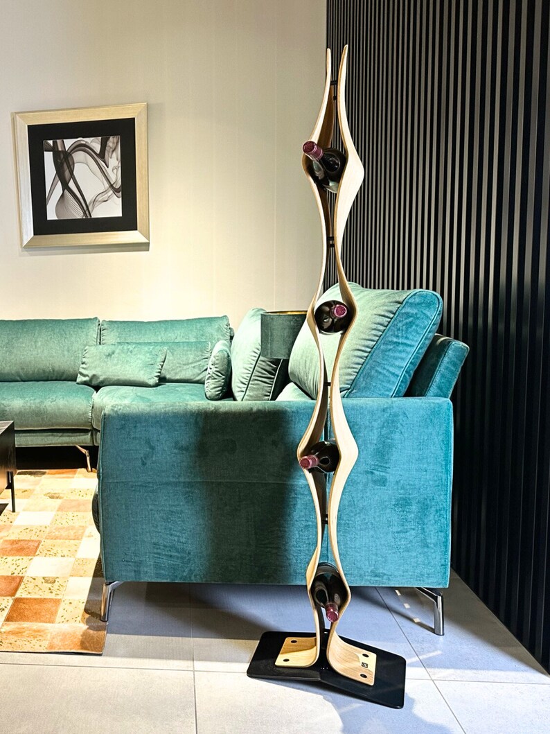TWIST Eleganter Handgemachte Weinständer aus Massivholz für 4 Flaschen – Bild 3