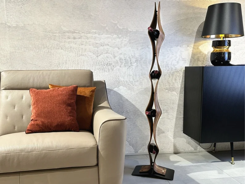 TWIST Eleganter Handgemachte Weinständer aus Massivholz für 4 Flaschen