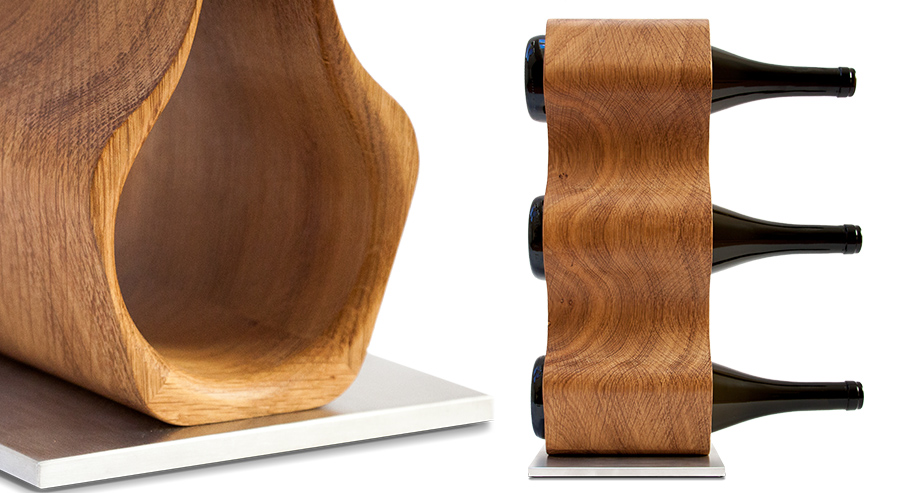 Weinständer aus Massivholz SLIM für 3 Flaschen – Bild 2